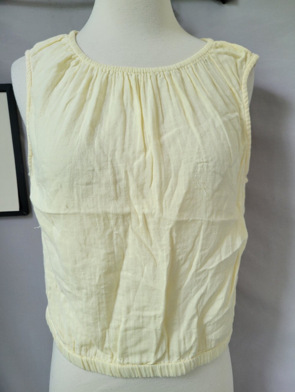 Pact Coastal Double Gauze Bubble Hem Top Butter Yellow M - Picture 2 of 13